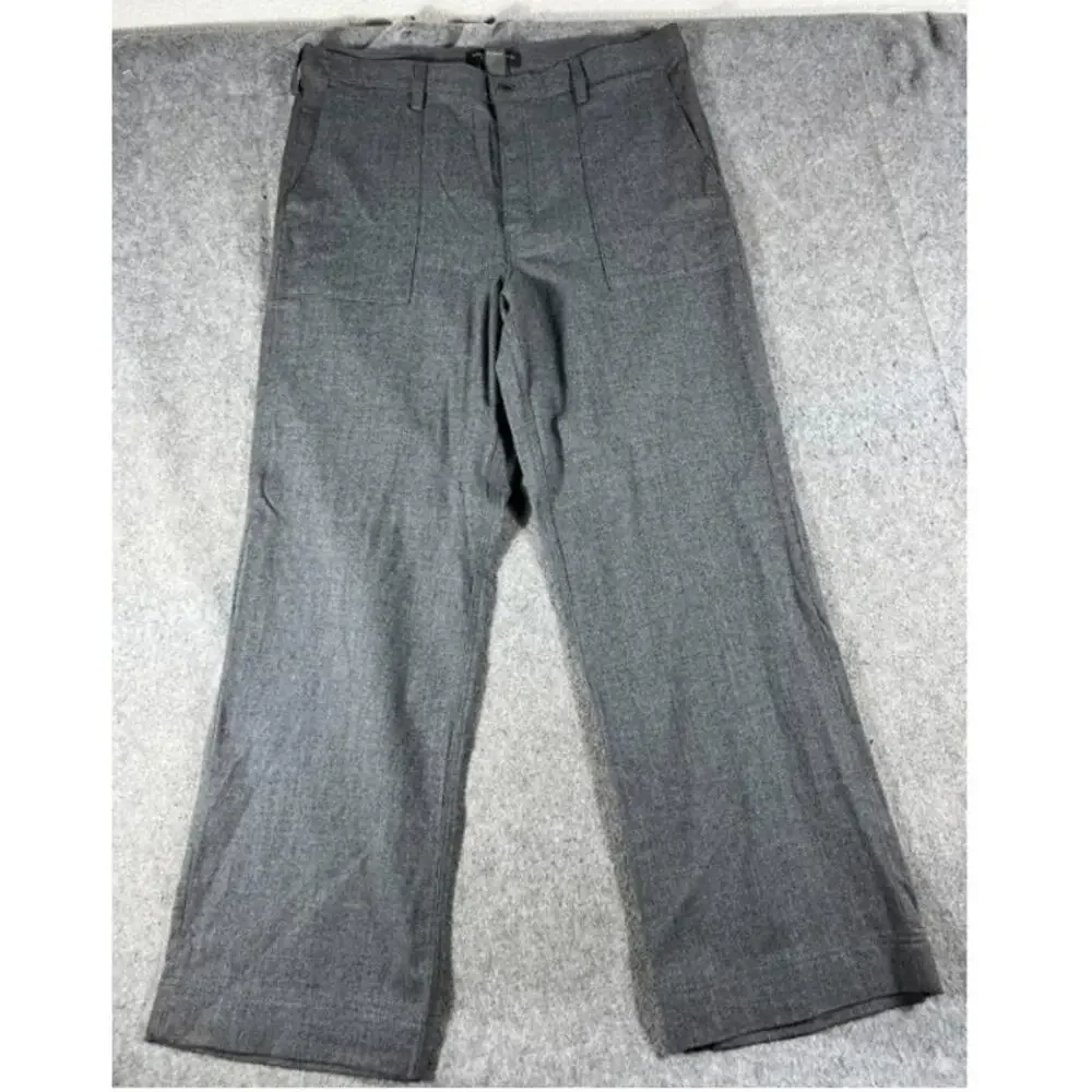 Banana Republic Wool Dress Pants Mens 38 Gray Fatigue Pocket Wide Leg Minimalist